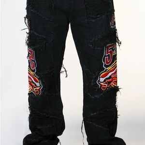 Watson Denim Baggy Balck Grey Vintage Wash Denim Jeans. Pants Distressed Sz 28